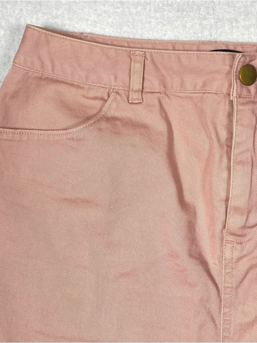 Forever 21 Mini Jean Skirt Women's M Dusty Rose Pink Y2K Pockets Flirty Denim